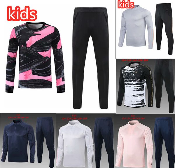 

kids ronaldo jacket de ligt 20 21 training clothes fourth long zipper kit uniforms 2020 2021 sports wear, Black