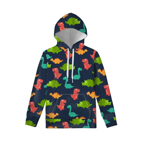 

floral dinosaur children's hooded sweater cute lion print pullover, Black