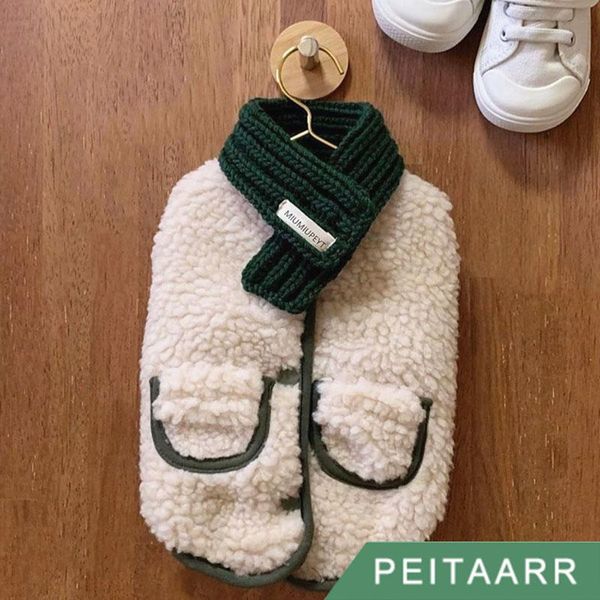 

dog apparel [peitaarr] pet clothes winter christmas coat cotton vest attached scarf puppy mini small medium dogs cats autumn fall dress