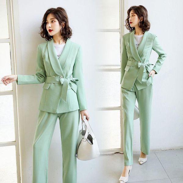 

new elegant women's green blazer & suits pant suits women's two-piece sets pant for women woman office suit1, White;black