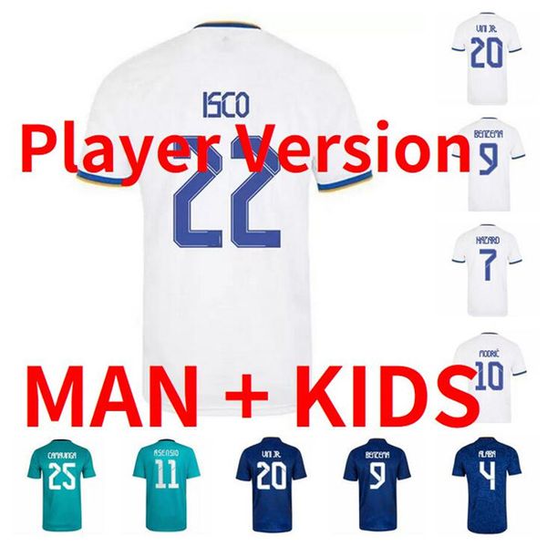 

man kids kit 2021 2022 real alaba vini jr madrid home soccer jerseys 20 21 22 hazard goalkeeper navas camiseta de futbol modric bale footbal, Black