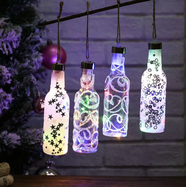 Der neueste LED-Weihnachtsbaum-Anhänger, Anhänger, Weihnachtsdekoration, Weihnachtskugel, leuchtende bunte Flasche, kostenloser Versand