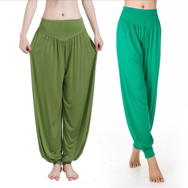 

4 colors modal yoga pants women bloomers dance yoga taichi length pants 5 size fitness accessories, White;red