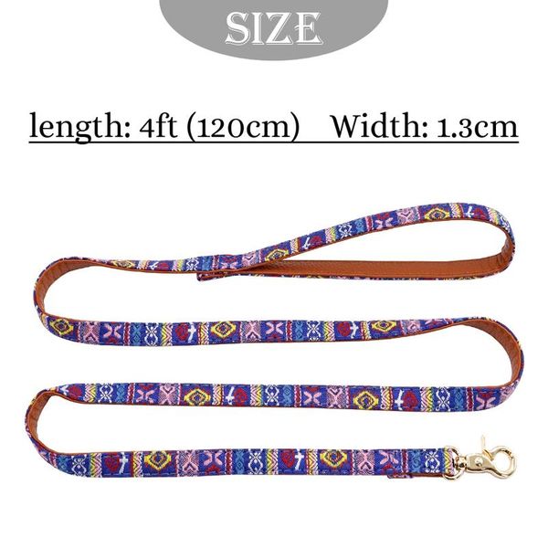 

120cm pet dog leash soft printed leather puppy dog leash lead padded walking training traction rope belt for small med bbytmt
