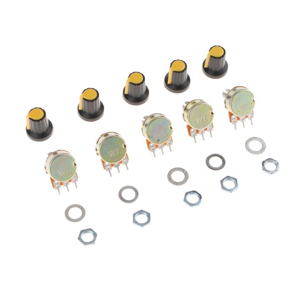 

5 pieces 10k ohm 3 terminal linear taper rotary audio b type potentiometer