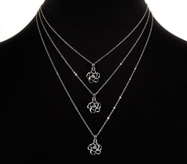 

день beurself цветок комплект ювелирных изделий rhinestone розы кулон ожерелье круглый шар серьга стержень валентина подарок для любовника w, Silver