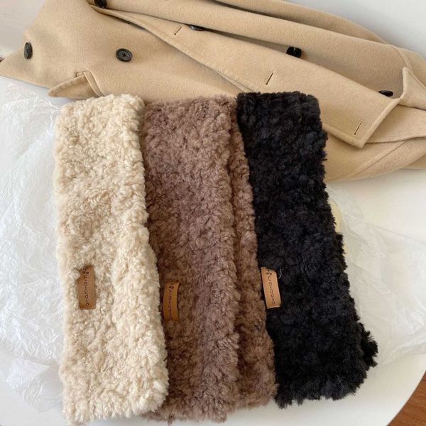

2020 autumn and winter new scarf lamb hair women's neck winter plush warm color modilan warm, Blue;gray