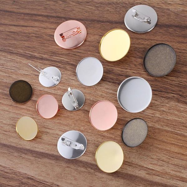 

other 50 pieces/lot 20 mm 25 30 round cabochon brooch base settings diy jewelry accessories1, Blue;slivery