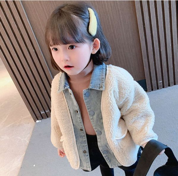 

new girls' cashmere 2020 korean winter lamb et cardigan children's wear ldru, Black