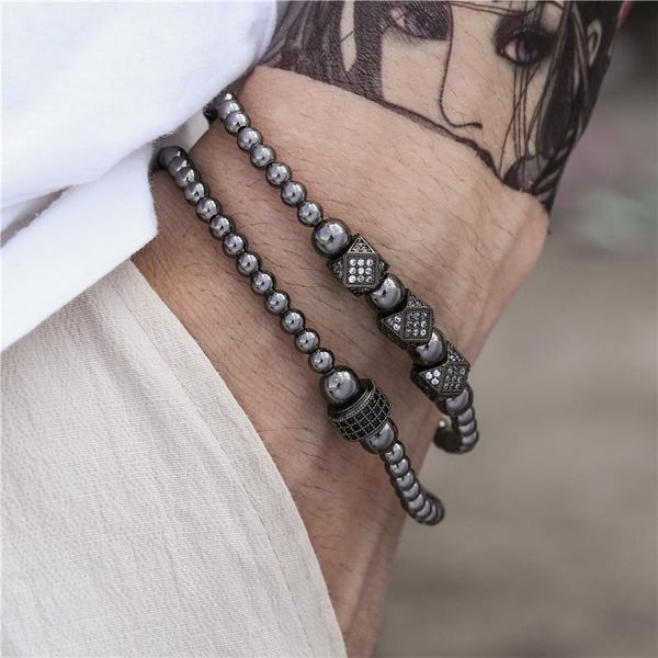 

beaded, strands royal adjustable bracelet fashion men bracelets copper jewellery for pulsera hombre armband accessories selling, Black