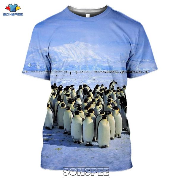 

animal birds penguin print 3d print shirts humor harajuku aesthetic men clothing