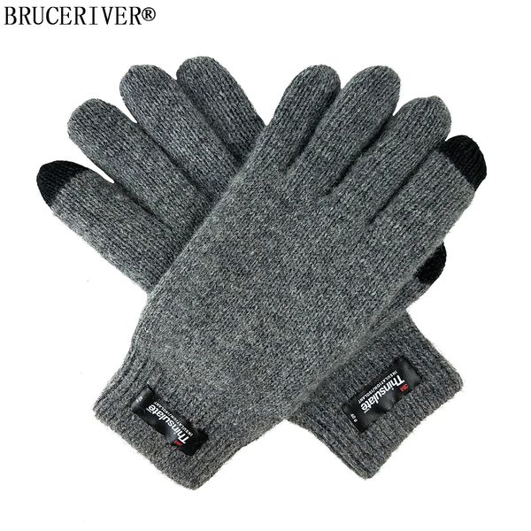 

bruceriver women' pure wool knitted touch screen gloves with thinsulate lining and rib cuff, Blue;gray
