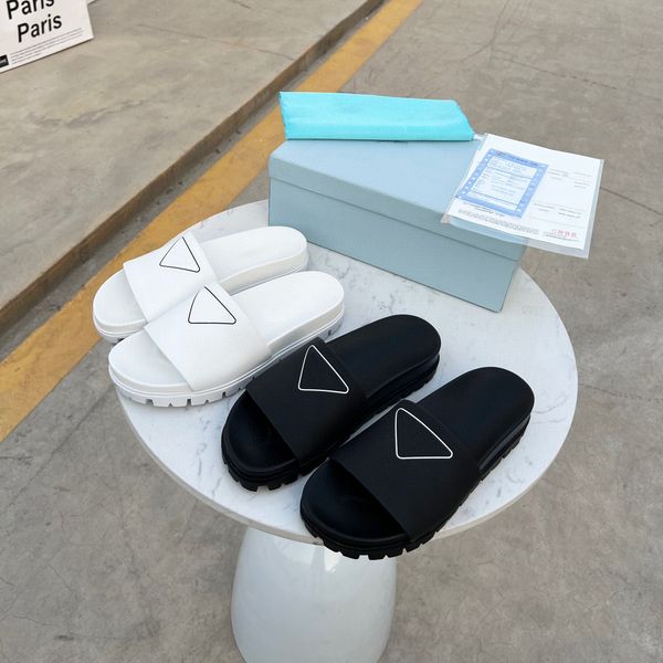 

famous designer slippers men and women slipper fashion luxury lattice leather rubber flat sandals summer beach shoes casual sole 35-41, Black