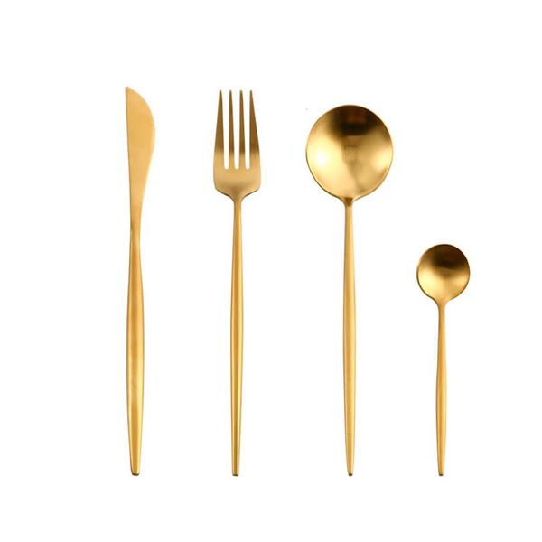 

upscale gold cutlery set steak knife fork coffee spoon stainless steel dinnerware set metal reusable tableware home di bbyjeg
