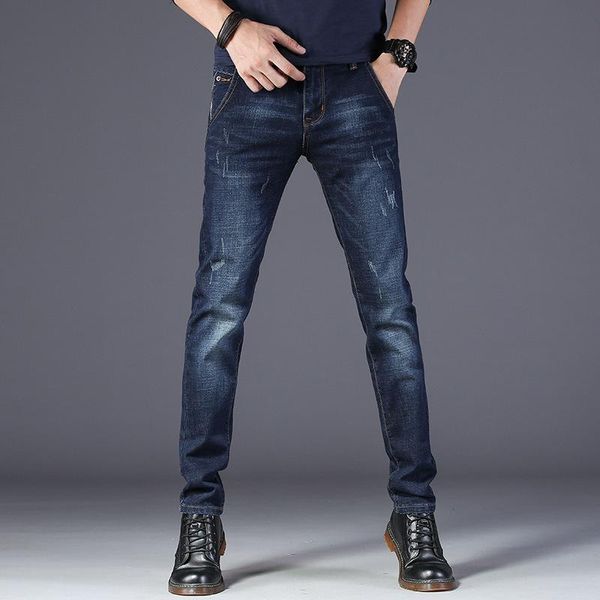 

men's jeans 2021 winter autumn mens cotton pants fashion casual, Blue