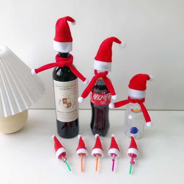 

5wrrk decorations mini lollipop hat christmas fork beverage nytl7 lollipop cap small christmas hatand hathat set red scarf set cap