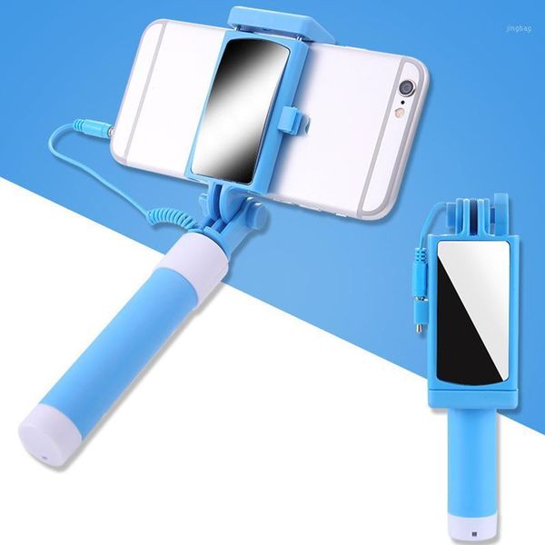 

selfie monopods universal mini stick extendable phone with wire remote and rearview mirror for puo881