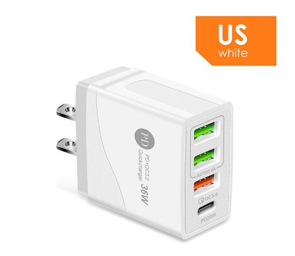 36W 20W 3 Порт USB Зарядное устройство Быстрая Зарядная Зарядные устройства Адаптер для iPhone 11 12 Samsung S10 S20 Универсальный заводской розетки