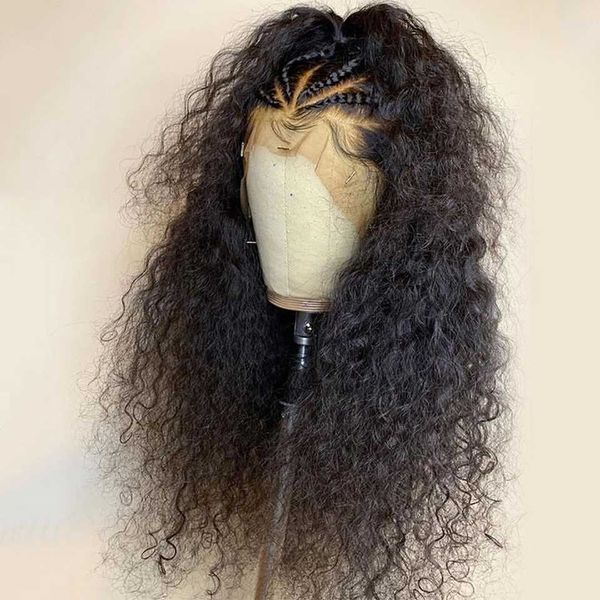 

13x4 afro kinky curly wig lace front human hair wigs middle part brazilian remy pre plucked with baby hair for women lace wig, Black;brown