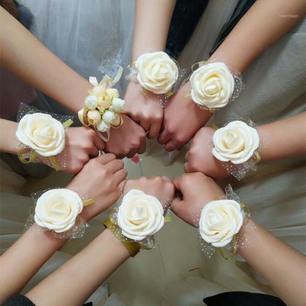 

decorative flowers & wreaths beautiful wedding theme artificial bridal bridesmaids hand wrist corsage bouquets 10 colors available 1