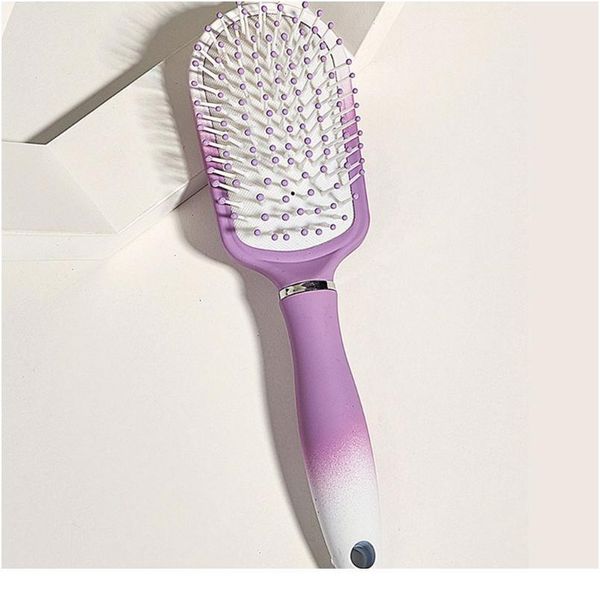 

curved vent hair brush cushion nylon bristle styling brushes with anti-static rubber pad massage ha jllfho, Silver