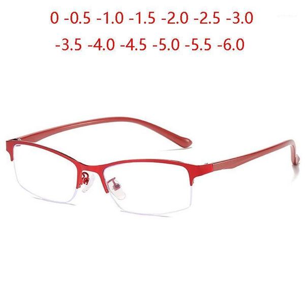 

sunglasses business half frame women myopia glasses finished metal square short-sight prescription eyeglasses female 0 -0.5 -1.0 to -6.01, White;black