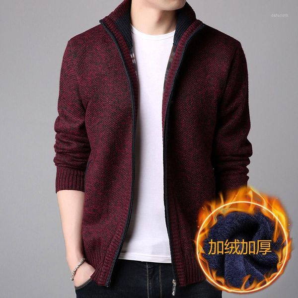 

autumn/winter men's knitted heavy coat wine navy blue long sleeve cardigan wool full zipper men's casual winter/autumn wear1, White;black