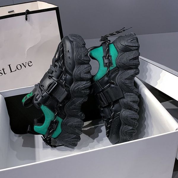 

2021 new thick spring fashion women's from lace-up non-slip vulcan female maker's shoes 1rlj, Black;white