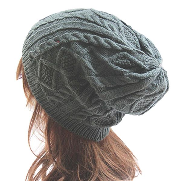 

beanie/skull caps fashion male lady women's knit winter warm crochet hat braided baggy beret beanie cap for women, Blue;gray