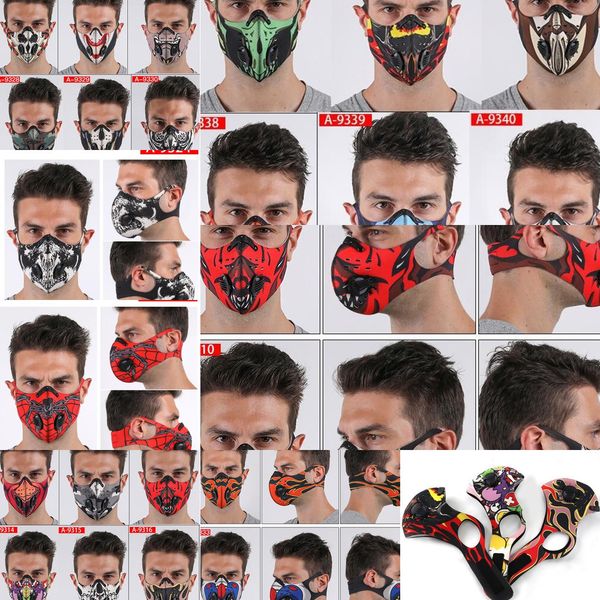 

reusable face with filter respirator valve pm2.5 mouth mask anti dust protective outdoor sports cycling camo skull masks 36 designs 2 nitpk, Black