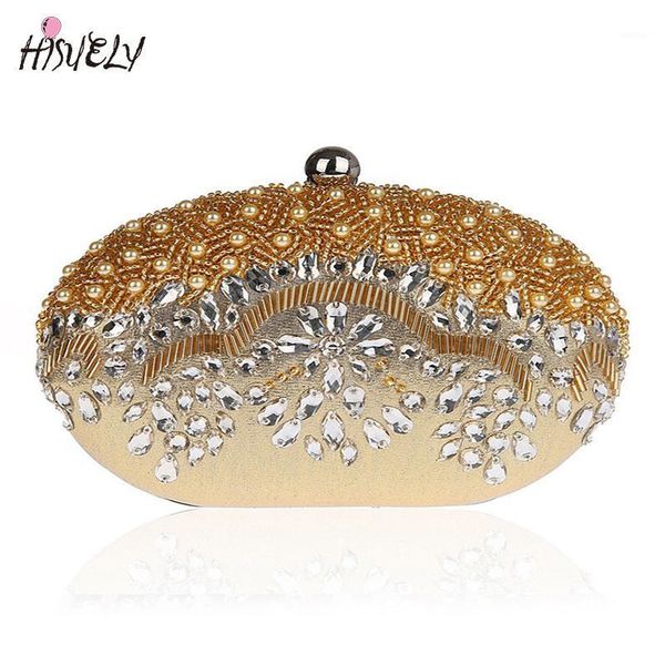

evening bags hisuely beaded women luxury imitation pearl wedding dinner with chain party for wy1061