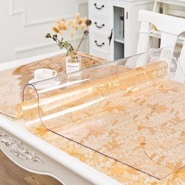 Balle PVC tampa de mesa transparente tabela pano protetor de plástico plástico tablecloth mat tapete macio vidro para mesa mesa de jantar t200707