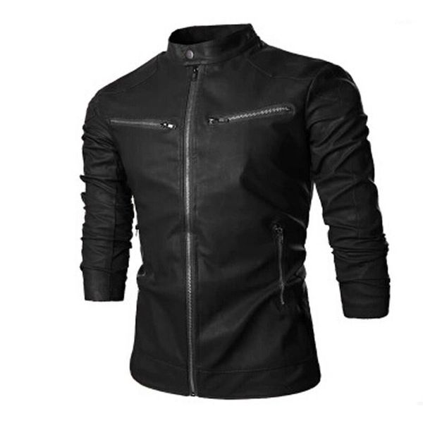 

2015 new men's leather jacket korean catwalks shall slim pu overcoat standing collar jackets coat black/brown1