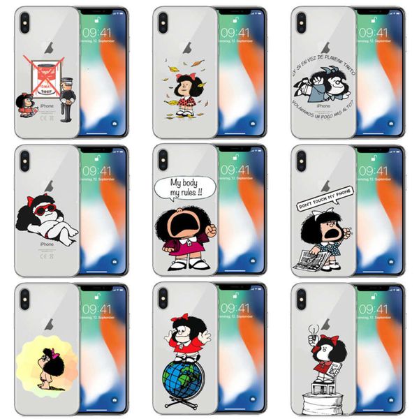 

vip silicone cover, soft silicone cover with spanish cartoon mafalda kawaii dign, suitable for vip 6s 5 se x xr xsmax 7 8 plusvfe1