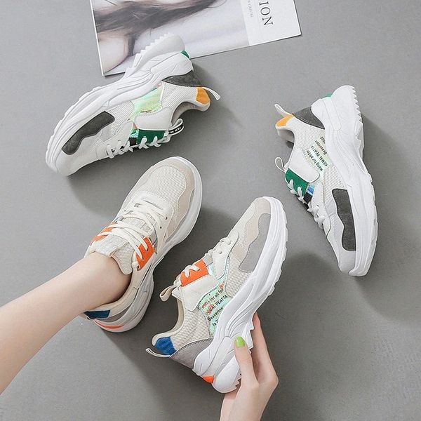 

2019 New Stylish Woman Running Shoes Increasing 6CM INS High Heel Sneakers Women Height Platform Breathable Sports Walking Gilrs #5E4g