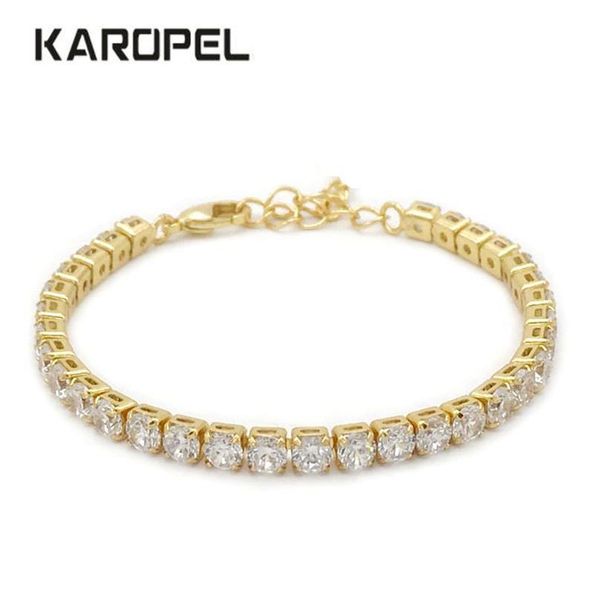 

mens zircon tennis chains bracelet copper material iced out 4mm 1 row cz chain hip hop jllwlt, Black