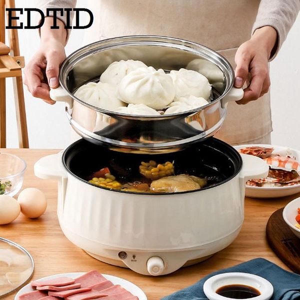 

electric skillets edtid 220v mini cooking pot multifunction rice cooker noodles egg soup steamer non-stick linner