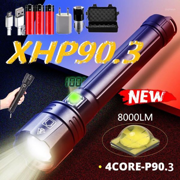 

super bright xhp90.3 most powerful led torch xhp70 tactical flashlights zoom usb rechargeable 26650 18650 flash light1