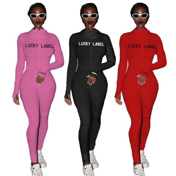 

women's jumpsuits & rompers 84xy9053 autumn winter women casual home solid letter skinny thread sports jumpsuit playsuit plus size jogg, Black;white