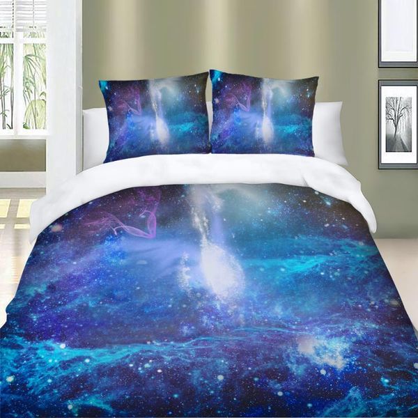 

bedding sets 3d set blue hd bed single twin full  king size dropship1