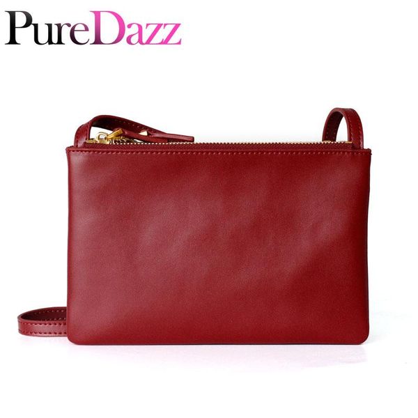 

genuine leather messenger three layers zipper crossbody bag cow leather women bag organ shoulder