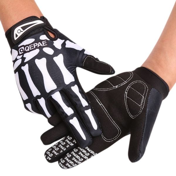 

skeleton pattern full finger bicycle cycling motorcycle child horse gloves for bicycles, Blue;gray