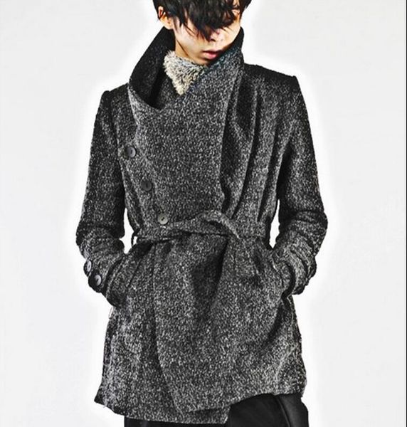 

m-- 2020 winter men new cultivate one's morality fashion material belt warm personality trench coat1, Black