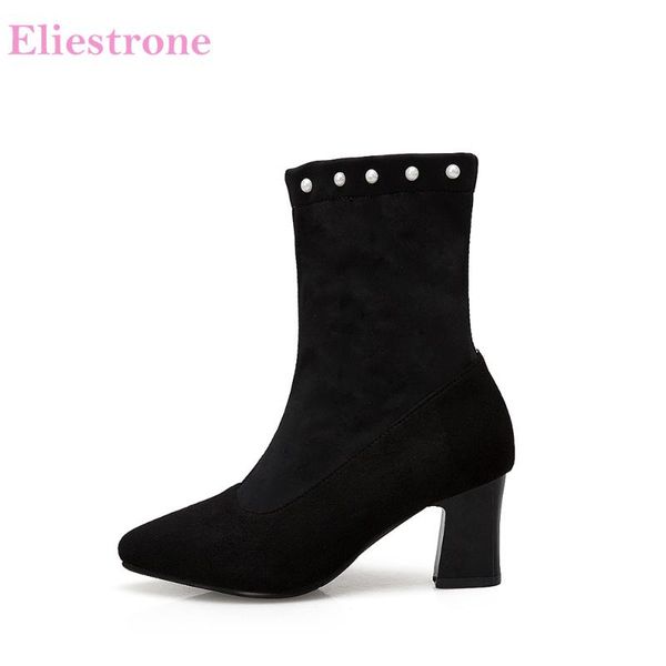 

sale brand new black blue women mid calf dress boots high heels lady office shoes ah59 plus big small size 10 31 45 47 52