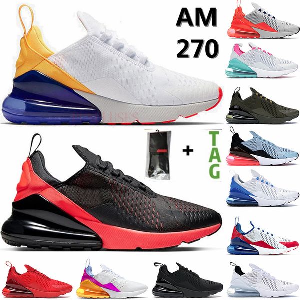 

2021 am 270 running shoes for men women usa university red all black white oreo olive bred cushion trainers 27c mens sports sneakers, White;red