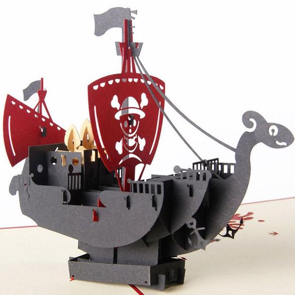 

3d вверх карты handmade пиратский корабль с днем ​​рождения рождество halloween подарка подарка открытка