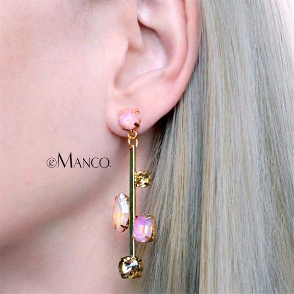 

emanco wholesale crystal dangle drop earrings 4 items copper girls earrings geometric fashion jewelry oorbellen voor vrouwen y200323, Golden