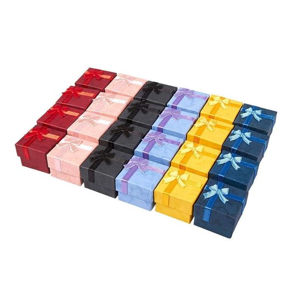 

24-piece gift box set - square ring jewelry box for anniversaries, weddings, birthdays, assorted colors, Pink;blue