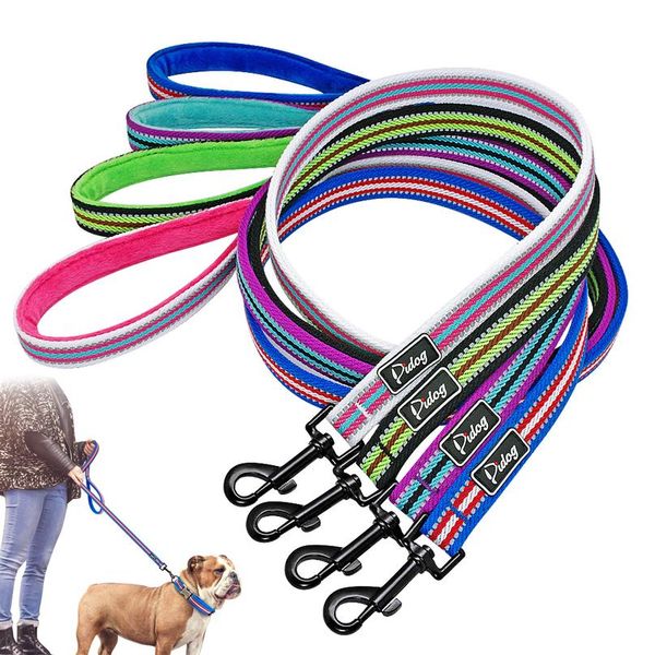 

4 colors dog leash lead nylon reflective pet puppy walking lead soft padded running training leashes rope for small med sqcbim