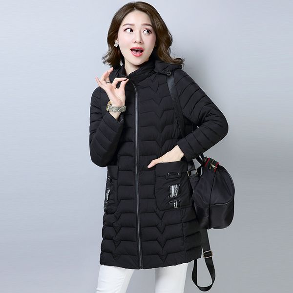 

2021 new winter quilted down cotton woman's plus size korean parka black coat woman mujer unfeasible shelter kj507 oijy